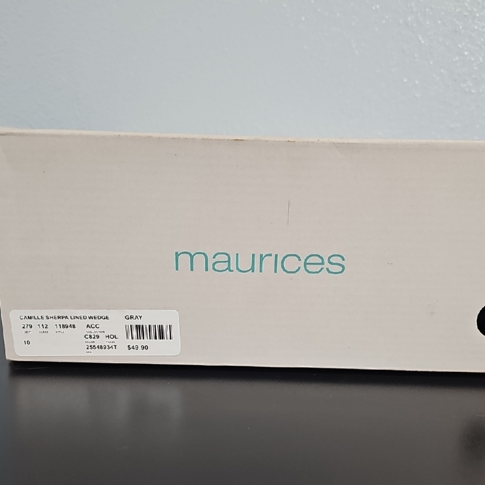 Brand New Never Been Worn Still In Box.Maurices Camille Sherpa Lined Wedge- Gray